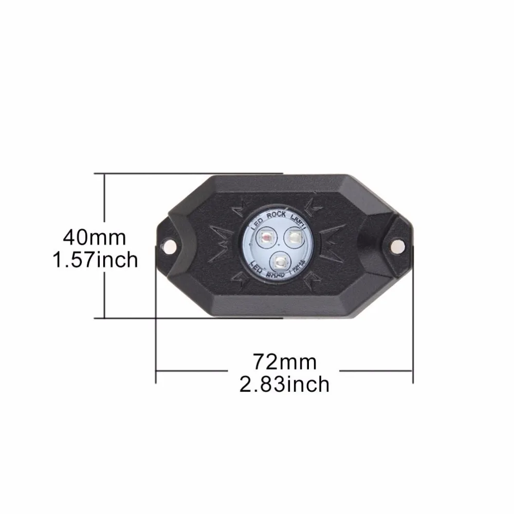 4 шт. x Pod Mini Bluetooth RGB LED Rock Lights Мультифункциональный для внедорожника 4x4 Jeep Wrangler включен.