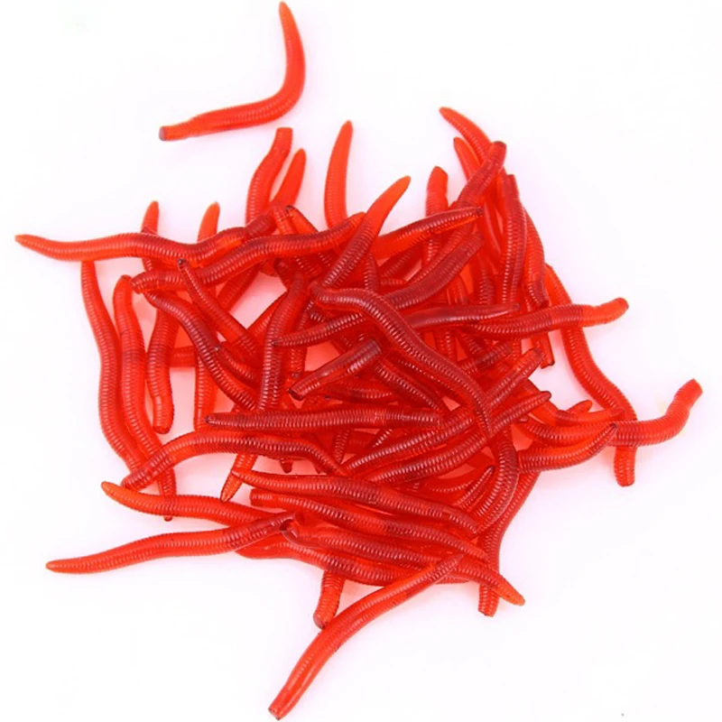 50 шт./лот Мягкая приманка для рыбалки имитирующая земляной червь красные черви