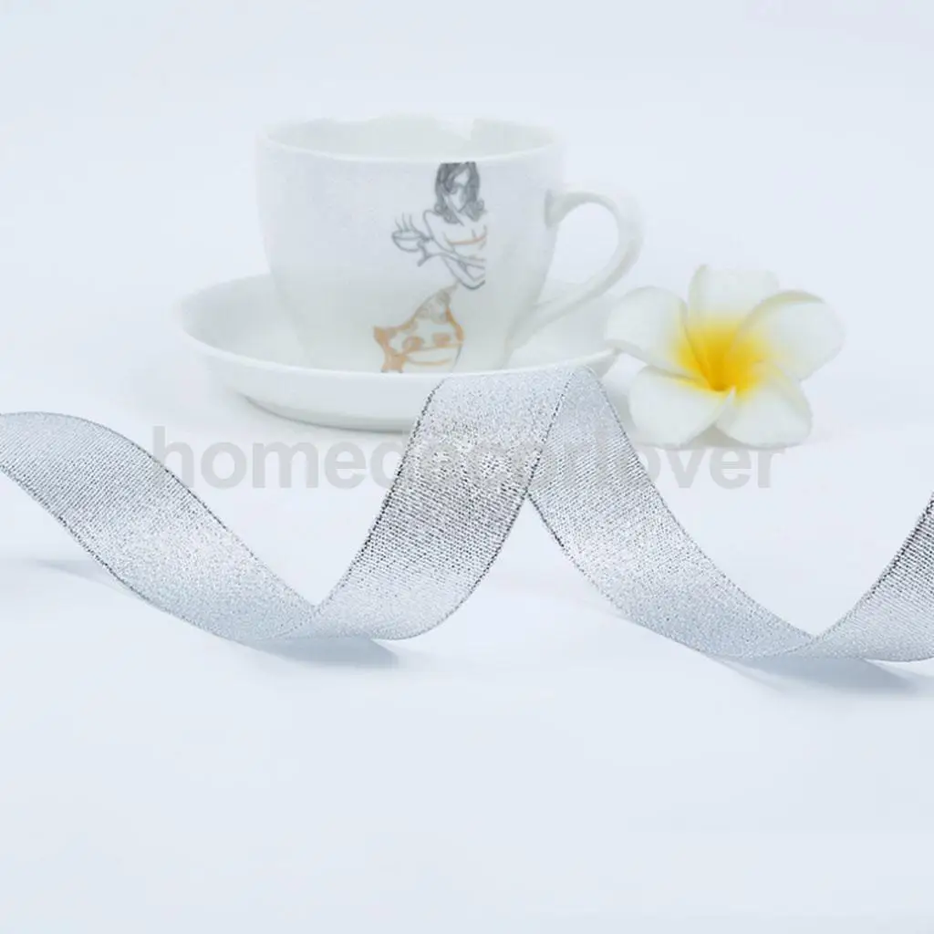 25 ярдов рулон органзы ленты ремесло Riband волос Лук Свадебный декор серебро/золото