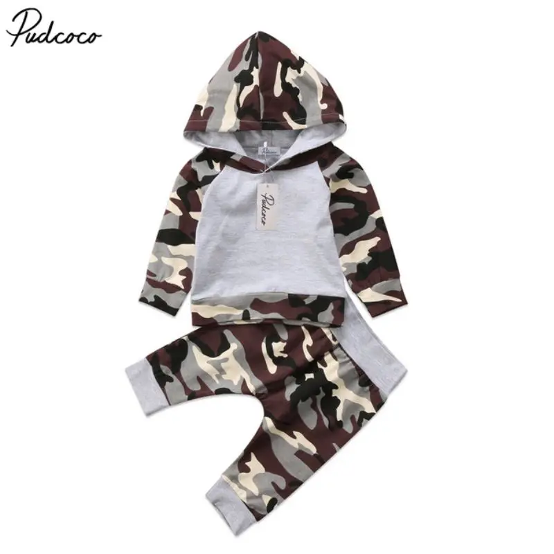 Модный комплект одежды из 2 предметов для новорожденных мальчиков камуфляжный