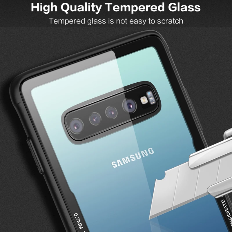 FLOVEME чехол из закаленного стекла для samsung Galaxy S10 Plus с мягкими краями S10e жесткий s