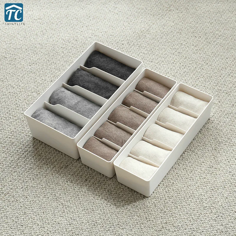 Коробка для хранения нижнего белья с перегородкой домашние носки пластиковый