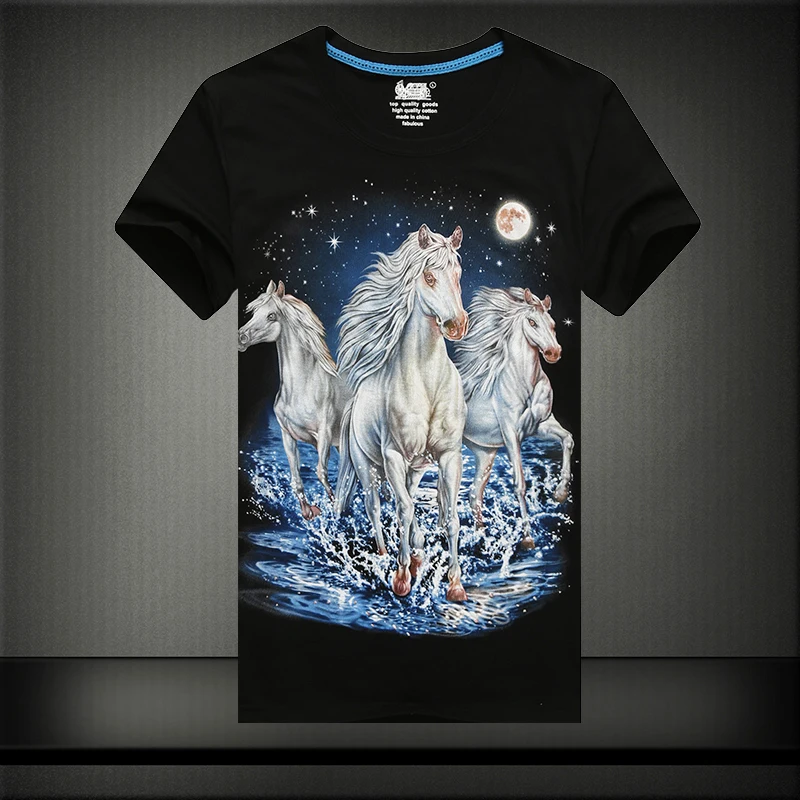 Summer 3D Printed Stereo Pegasus pattern Short-sleeved T-shirts Cotton O-Neck men XXXXL Hip-hop street Loose | Мужская одежда