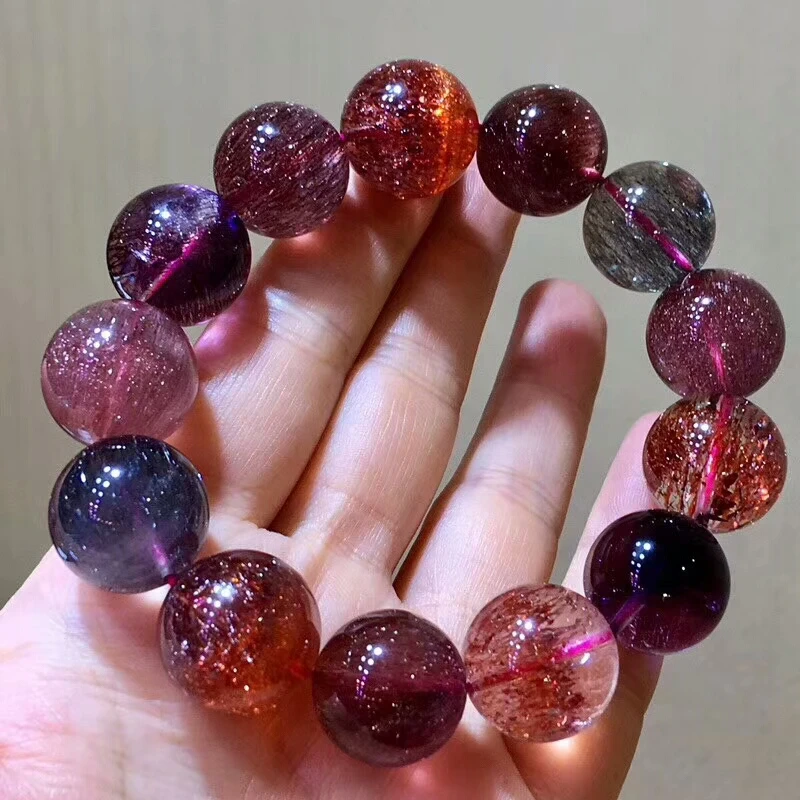 Сертифицированный натуральный кварцевый рутилированный браслет Super Seven Lepidocrocite