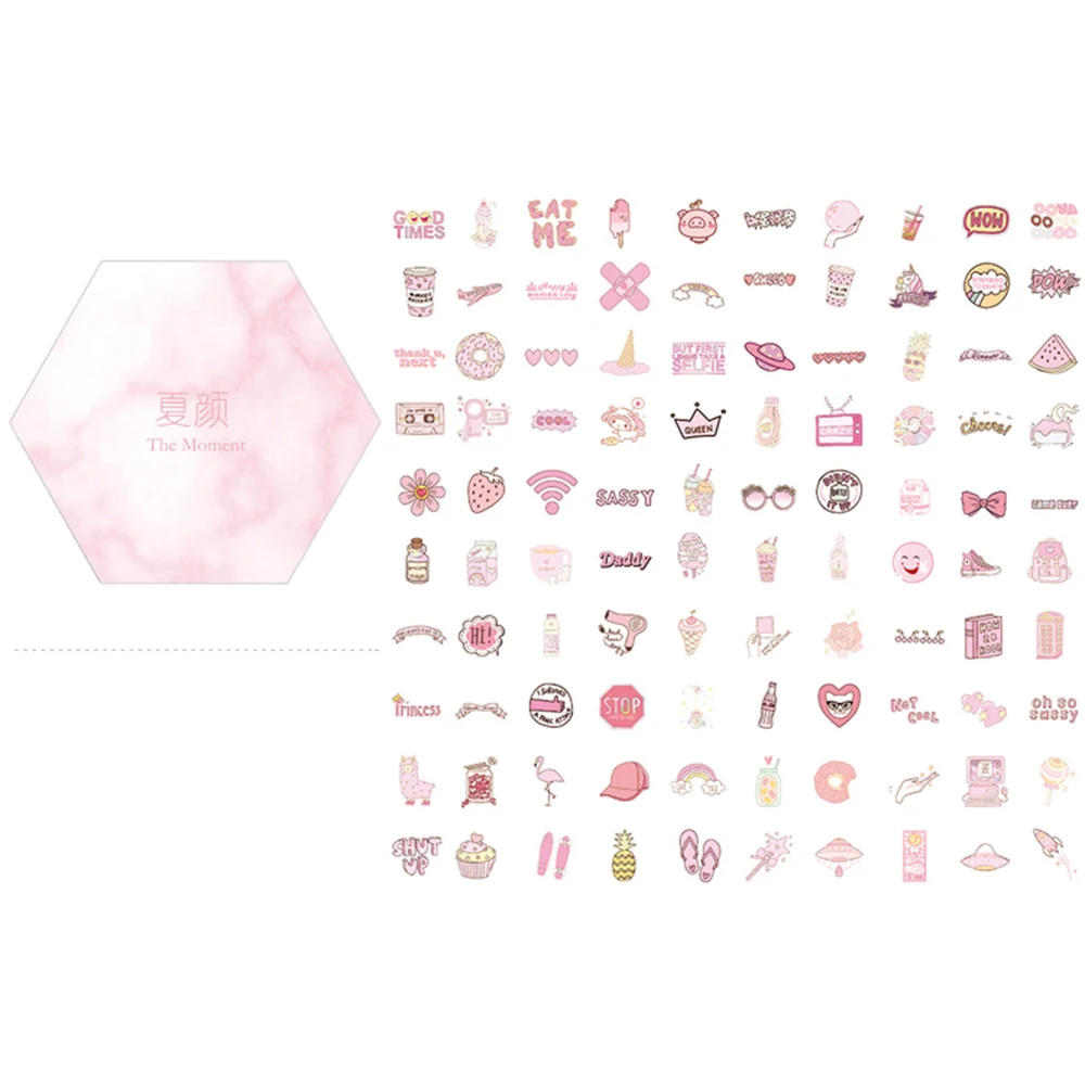 pink 100 шт. милые наклейки серия Kawaii канцелярские принадлежности DIY скрапбукинг украшения самоклеющиеся уплотнительные этикетки детские подарки - Цвет: pink