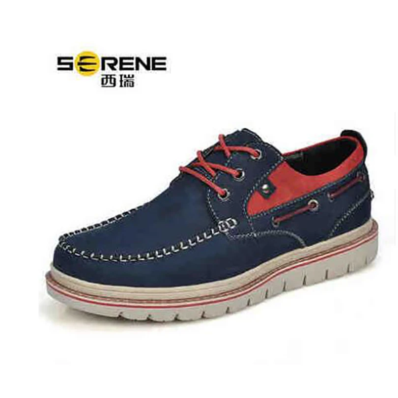 Мягкая прошитая мужская повседневная обувь из воловьей кожи на шнурках толстой