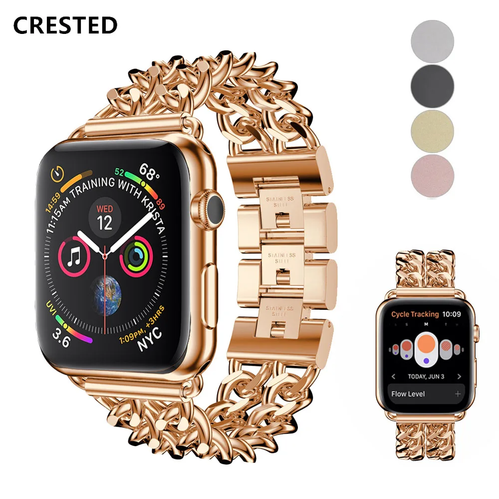 Ремешок из нержавеющей стали для Apple Watch band 44 мм 40 звеньевой браслет iwatch series 6 se 5 4 3 2