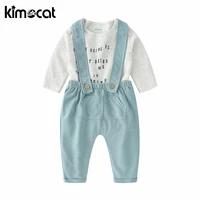 kimocat baby boy clothes long sleeve spring autumn 100 cotton bag hip casual bib suit bodysuitoveralls baby boys clothing set
