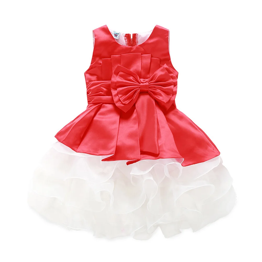 Модное платье для девочек без рукавов с бантом-бабочкой милое Бальное Платье До