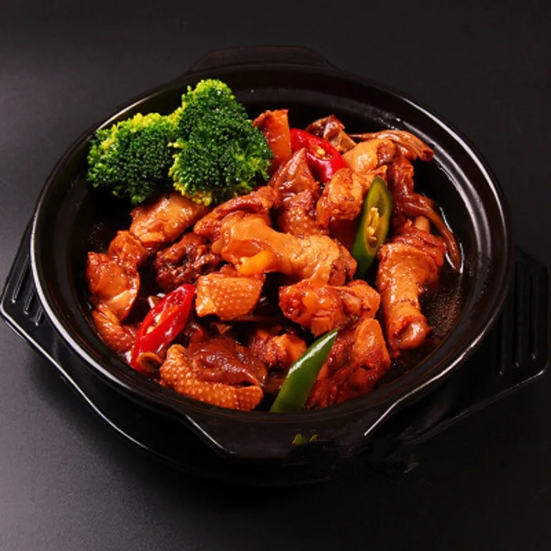 Черный жаростойкий керамический каменный горшок Bibimbap тушеная миска для супа с