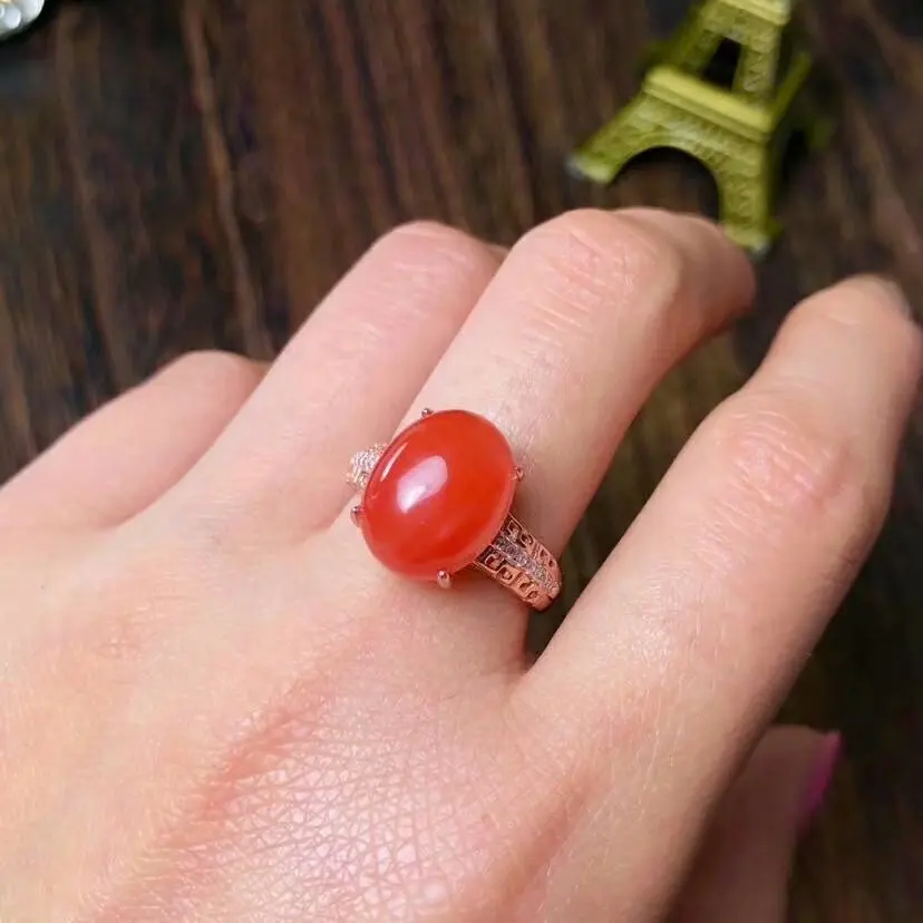 shilovem 925 silver sterling real Natural south Red agate rings fine Jewelry Christmas gift new trendy yhtz1014agnh | Украшения и