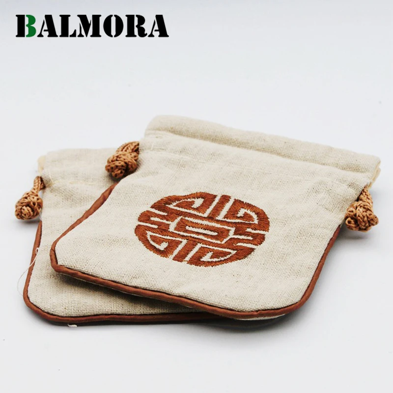 

1 шт. льняной мешок для упаковки ювелирных изделий BALMORA на шнурке, подарок для колец, сережек, подвесок, браслетов, ожерелий, ретро-мода WBH0114