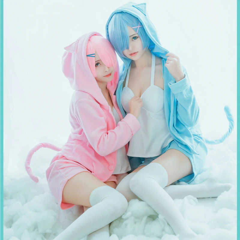 Розовый/синий Rem Ram пижамный комплект Re: жизнь в другом мире от Zero Cos Сексуальная