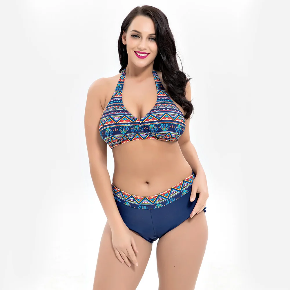 Женский комплект бикини с принтом размера плюс новинка 2019 женские купальники