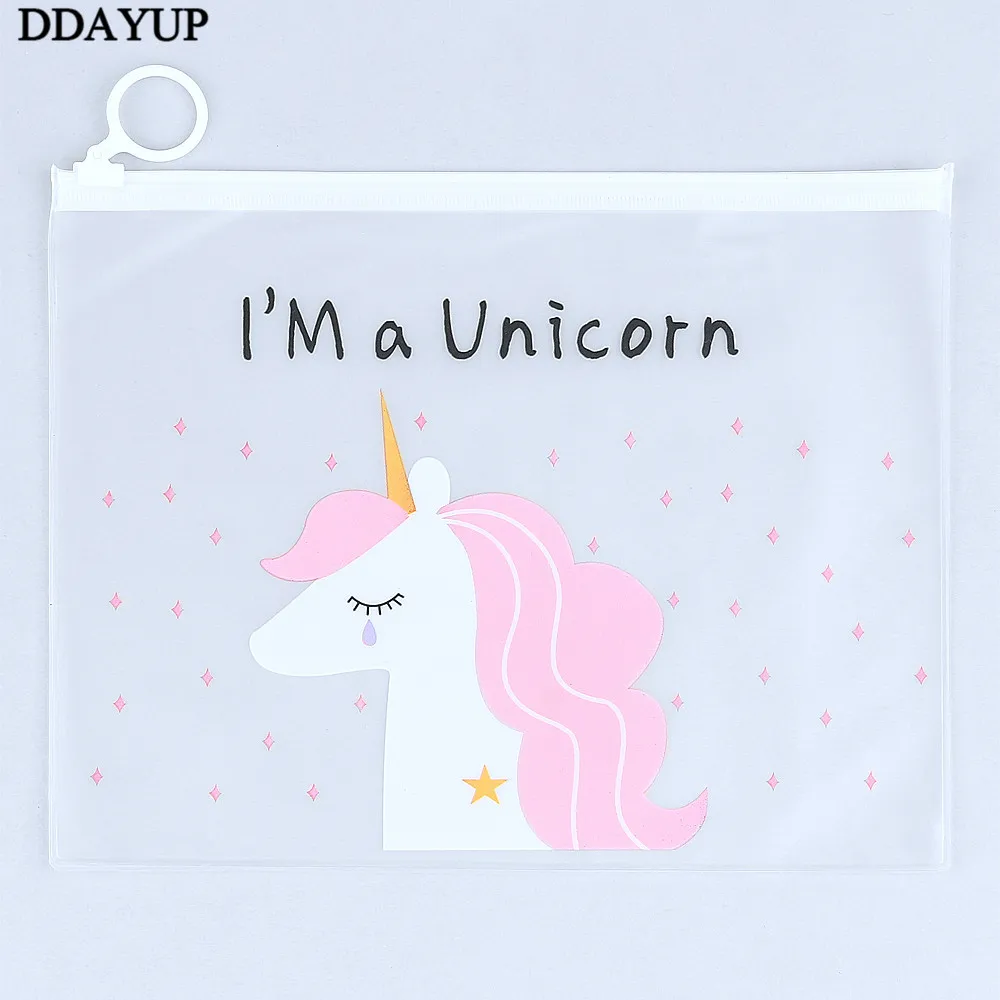 Style1 Прозрачный чехол-карандаш с мультипликационным принтом Kawaii Unicorn, большая сумка-карандаш для девочек, для детей, для офиса, школы, канцелярские принадлежности - Цвет: Style1
