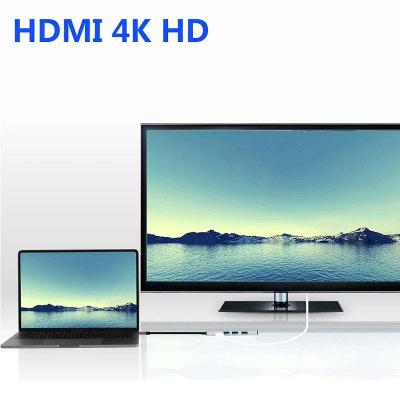 AixTon USB 3,1 type C концентратор для PD USB 3,0 HDMI Ноутбуки док-станция для MacBook Pro Dell huawei P20 samsung S10 телефон dex док-станция