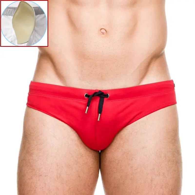 03 Red Пуш-ап мужские Плавание трусы эротичное мужское белье Sexy Gay Mens Плавание одежда Плавание ming Мужские Шорты для купания фронтальной для увеличения пениса, мужские бикини купальник пляжная одежда ванный комплект - Цвет: 03 Red