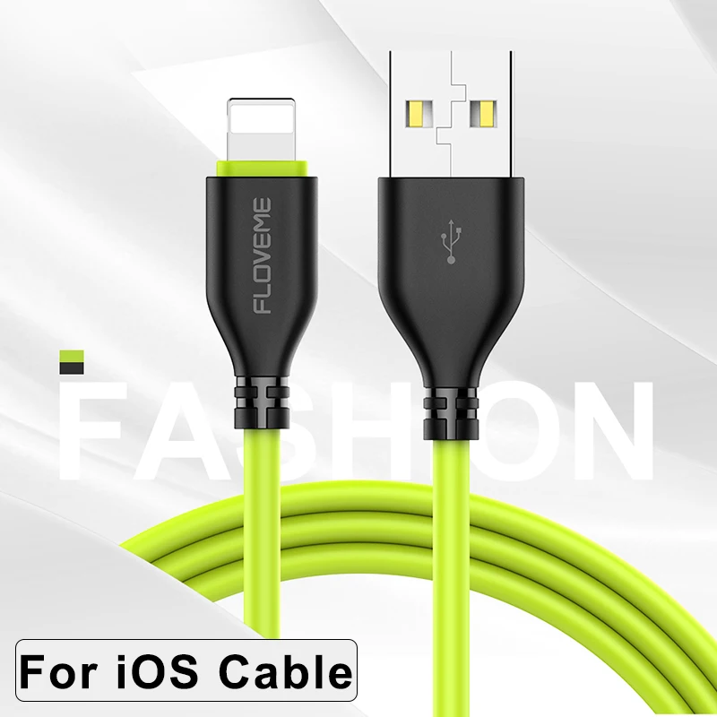 Lighting Black Green FLOVEME TPE USB mi cro кабель для samsung huawei Xiaomi mi Max 3 Nokia 8 кабель mi cro usb зарядный кабель для передачи данных телефонный кабель - Цвет: Lighting Black Green