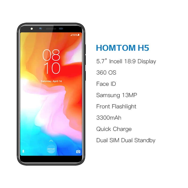 Глобальная версия HOMTOM H5 Android 8 1 мобильный телефон с четырёхъядерным процессором 5
