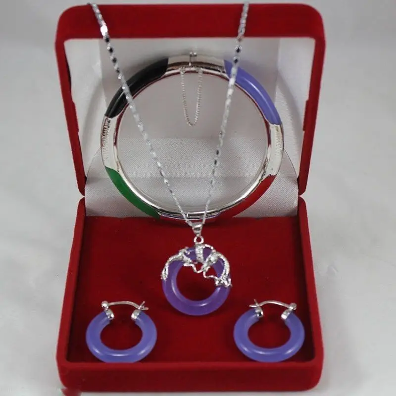 

Wonderful Multicolor Jade Circle Dragon Pendants Necklace Earring Bracelet 5.27