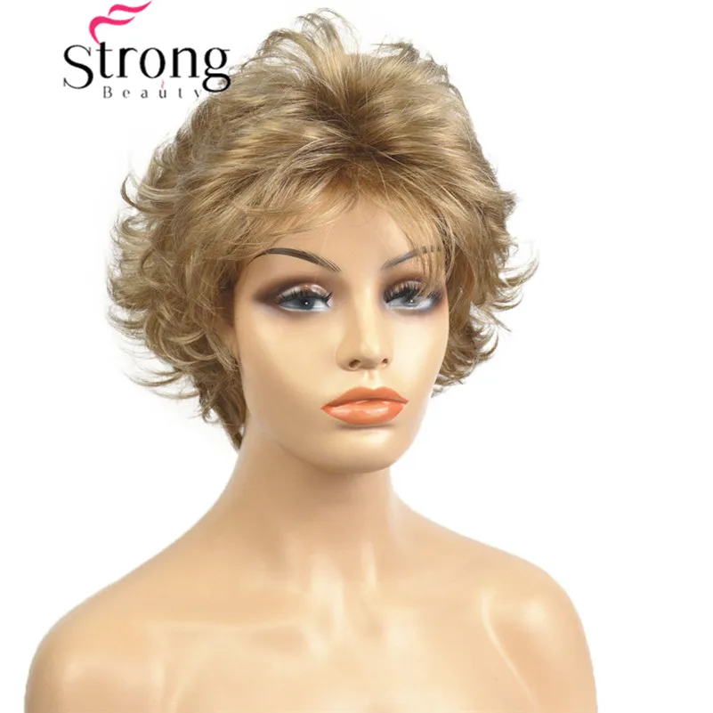 StrongBeauty короткий коричневый волнистый синтетический парик парики для женщин полные парики