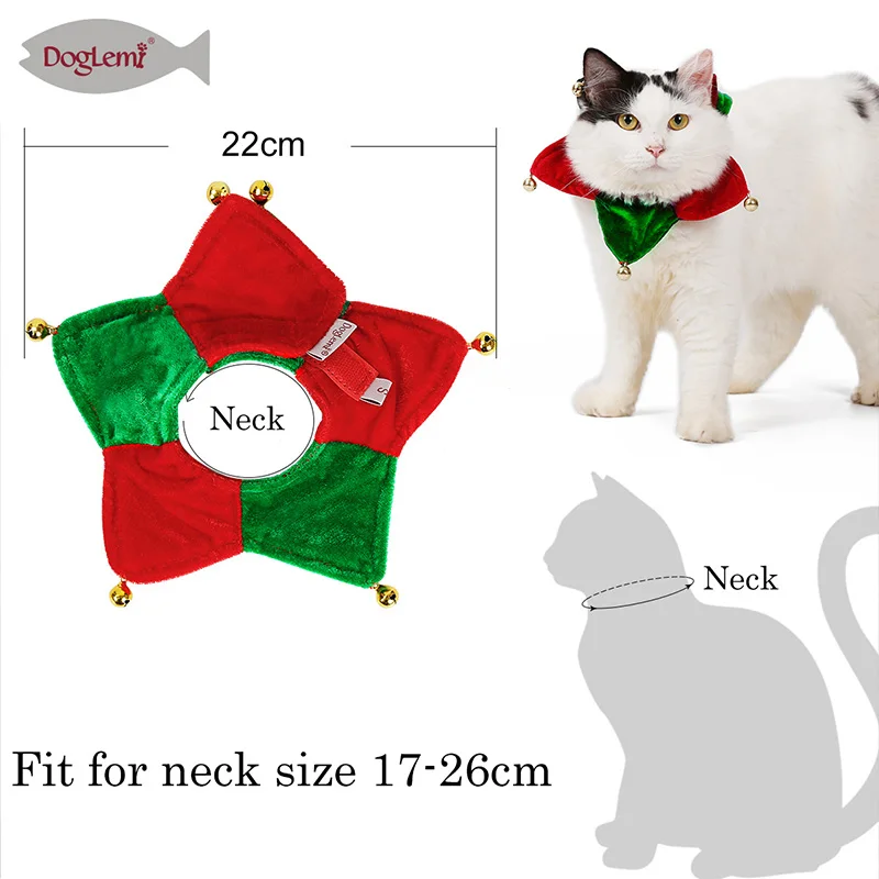 Christmas Pet Cat Dog Collar Bibs With Small Bells Puppy Kitten Neckerchief Adjustable Scarf Collars | Дом и сад