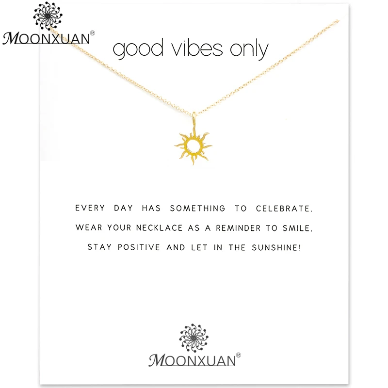 Женское колье с подвеской Good Vibes из сплава золотым розовым покрытием ожерелье