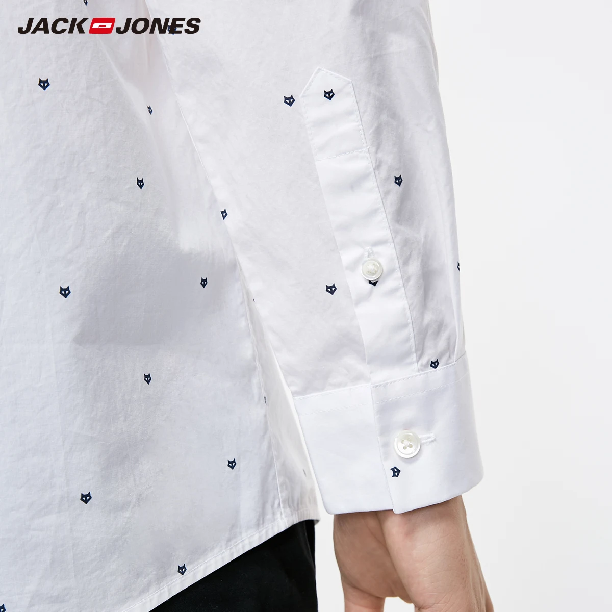 Мужская рубашка с длинным рукавом Jack Jones приталенная из 100% хлопка отложным