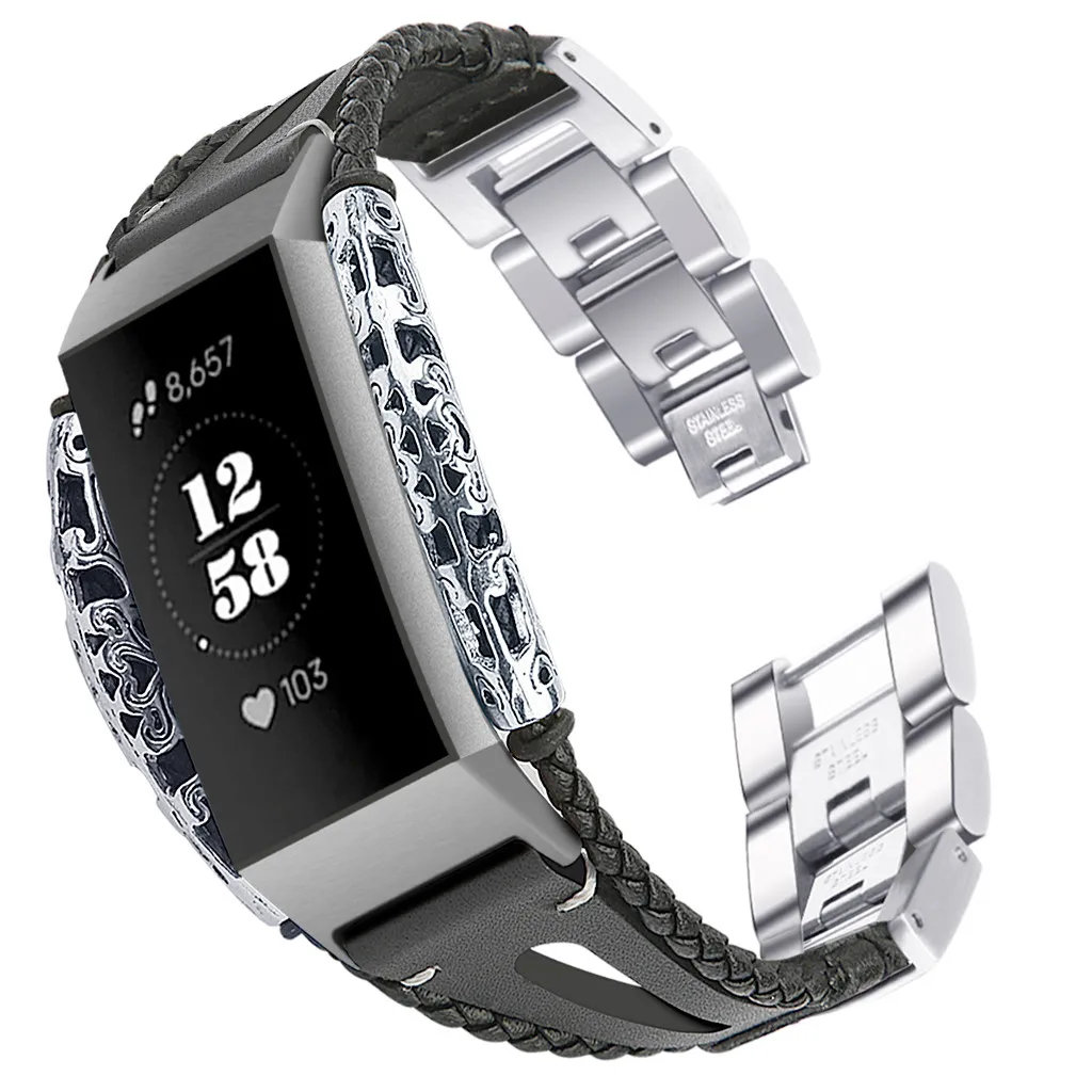 233 мм сменный кожаный ремешок, браслет для Fitbit Charge 3 Смарт-аксессуары ремешок для часов