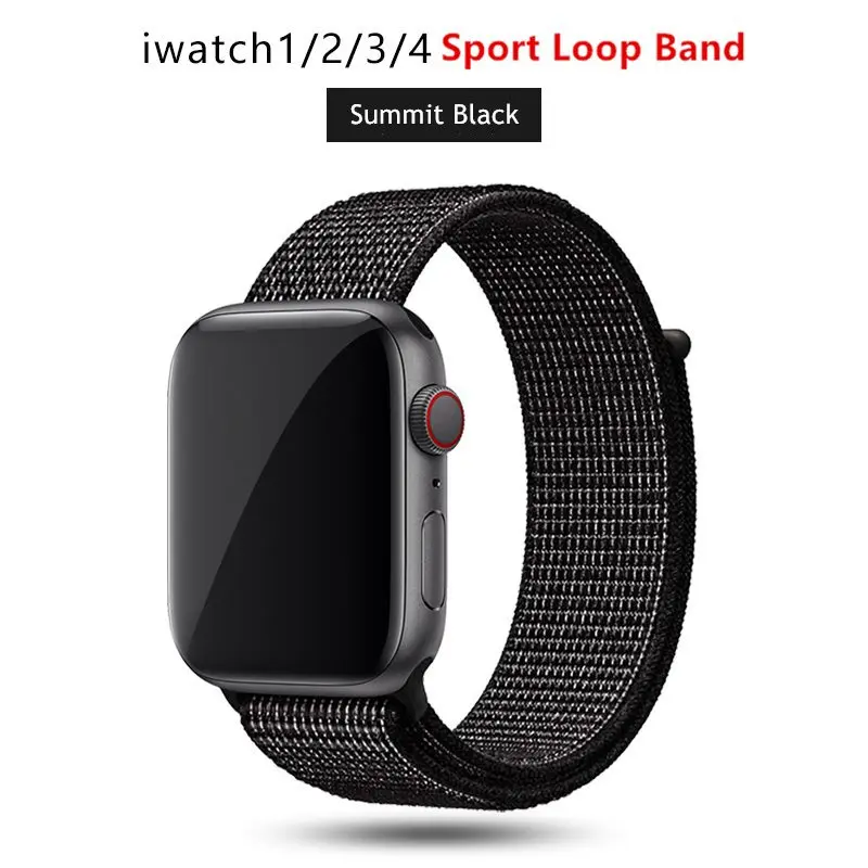 Summiit black Нейлоновый ремешок для Apple Watch 42 мм 38 мм iWatch 4 ремешка 44 мм 40 мм Браслет спортивная петля ремешок для часов ремень для часов дышащий 5 4 3 2 1 - Цвет ремешка: Summiit black