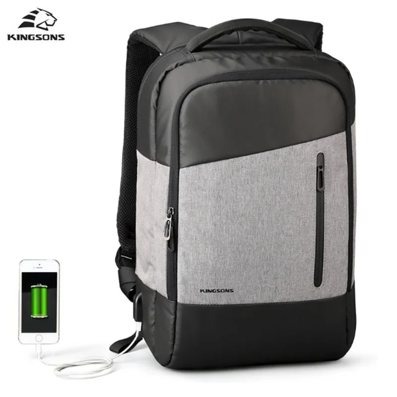 Мужской рюкзак Kingsons дизайнерский школьный с usb-зарядкой для ноутбука 15 6 дюйма