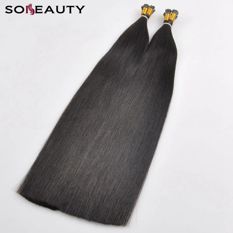 Sobeauty Remy Hair I Tip Extension 40g/pack 16’’18’’20’’22’’ Human Silky Straight Fusion 1B Color | Шиньоны и парики