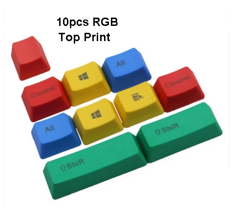 Top Print NPKC 10 штук RGB толстый pbt клавишный колпачок от производителя профиль модификаторы для переключатели Cherry MX 61-ключ 87-ключ 108-клавиша механическая клавиатура - Цвет: Top Print