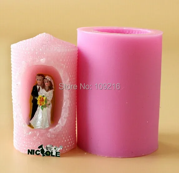 wholesale!!!1pcs New 5.5*9.8CM 3D The Wedding(LZ0128) Silicone Handmade Candle Mold Crafts DIY Mold