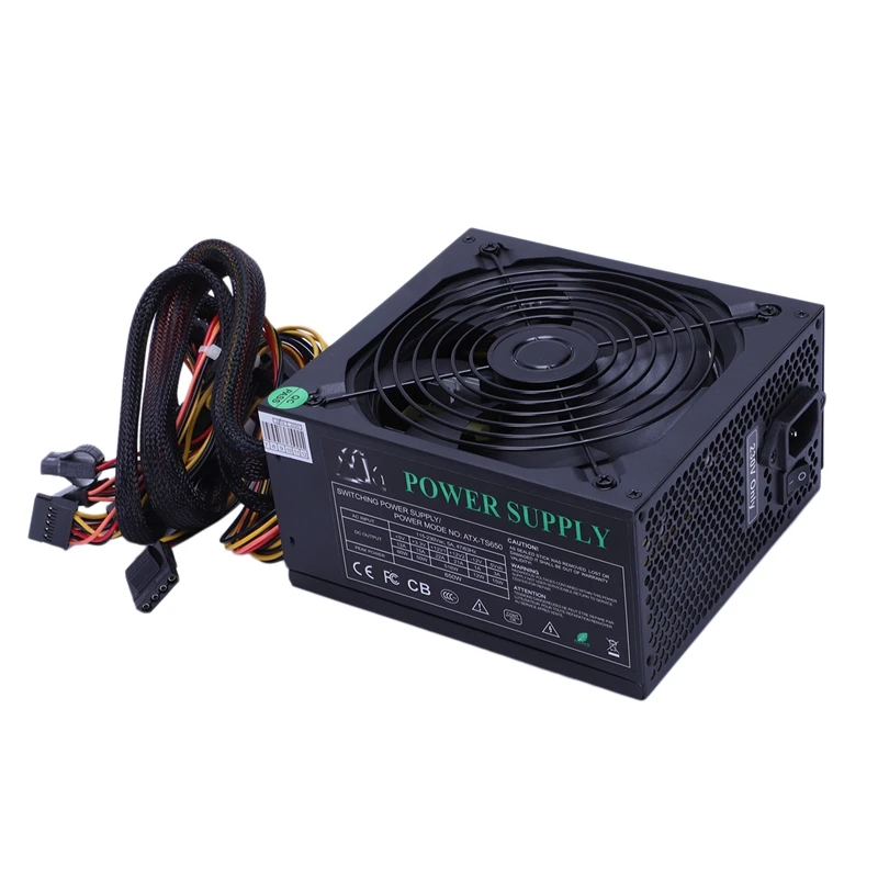 200-260 В Макс 650 Вт блок питания Psu Pfc 14 см бесшумный вентилятор 24Pin 12В ПК компьютер Sata