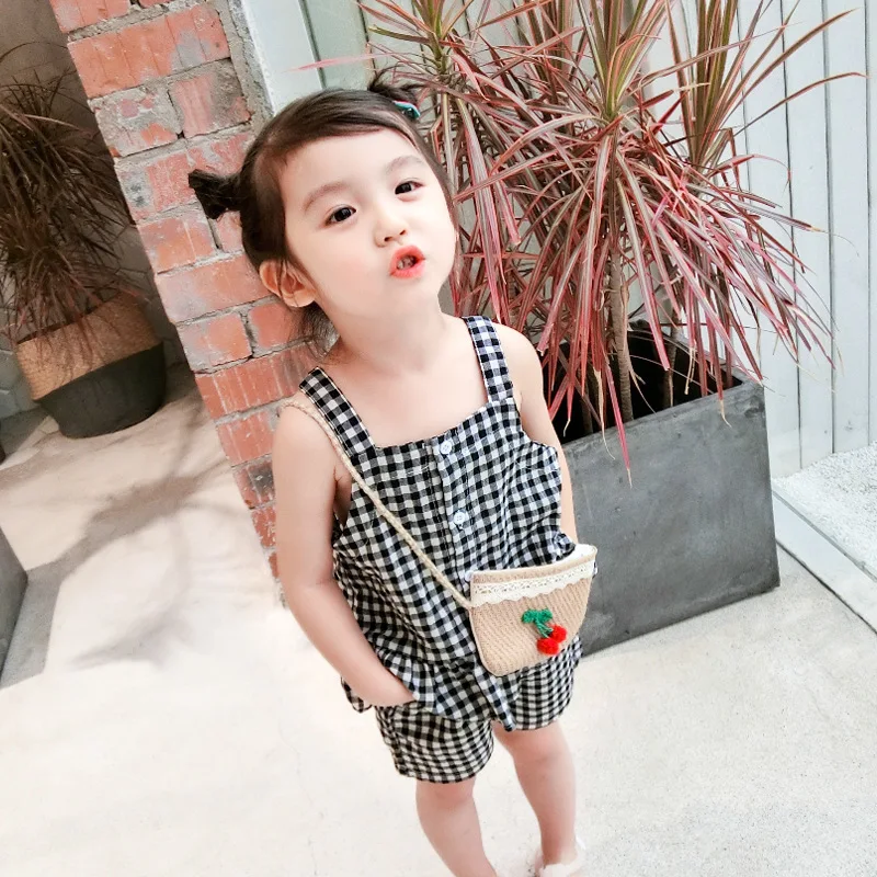 Летний модный жилет без рукавов и шорты для маленьких девочек комплекты одежды в