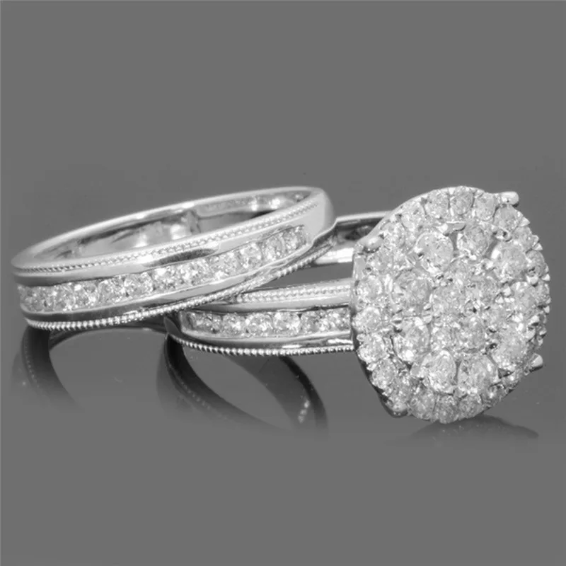 white gold BOAKO, роскошные кольца для женщин, большие стразы, циркон, камень, кольца, обручальное кольцо, набор, Дубай, золото, Femme bague, пара, вечерние, ювелирные изделия, Z35 - Цвет основного камня: white gold