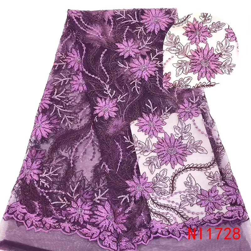 African Lace Fabric 2019 High Quality Bridal Embroidery White With Sequins For Wedding Dress NANI1728-1 | Дом и сад