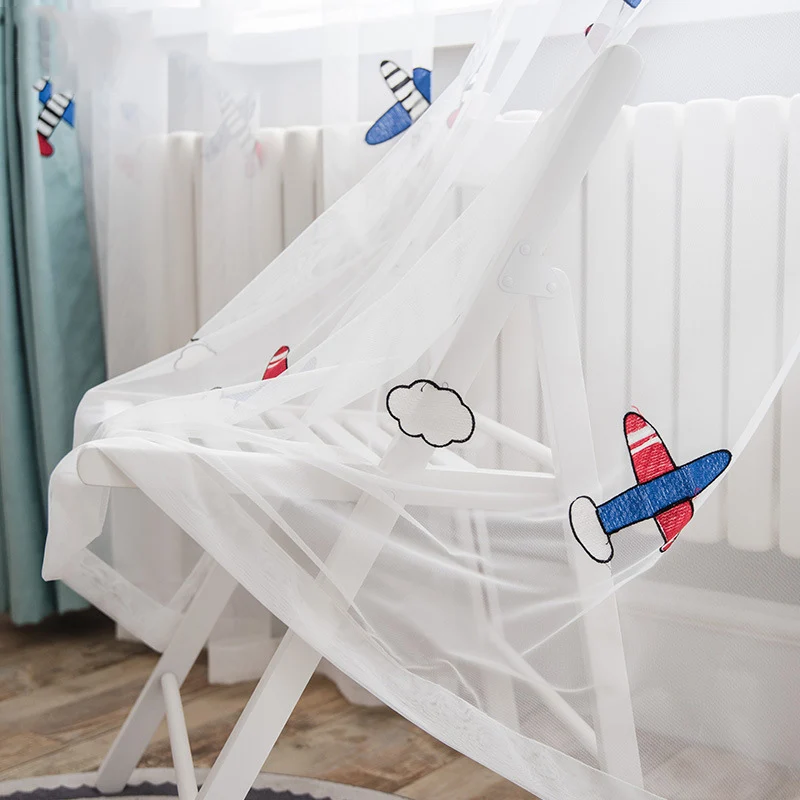 Занавески для мальчиков с мультяшной вышивкой прозрачные ткани окон спальни