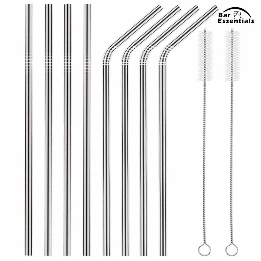 

8Pcs Reusable Drinking Straw High Quality Stainless Steel Metal Straw with Cleaner Brush For Mugs
