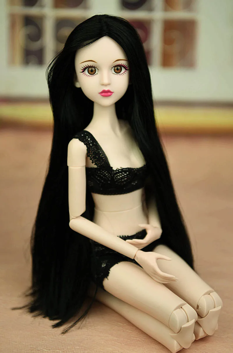 Кукла Синьи черные волосы 1/4 BJD 3D реалистичные глаза голые 46 см Оригинальная кукла