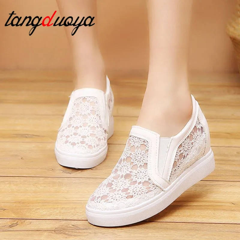 Женская Повседневная обувь туфли лодочки женские слипоны на танкетке с круглым