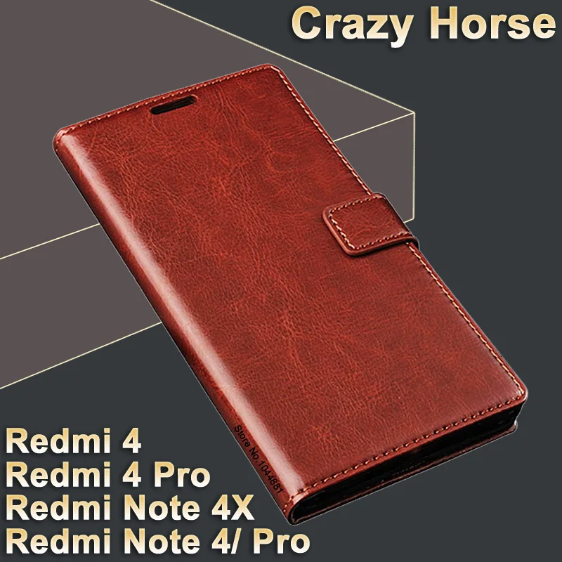 Чехол для Xiaomi Redmi note 4X кожаный чехол книжка Crazy horse 4 prime Роскошный 4/4 pro|case for xiaomi|flip