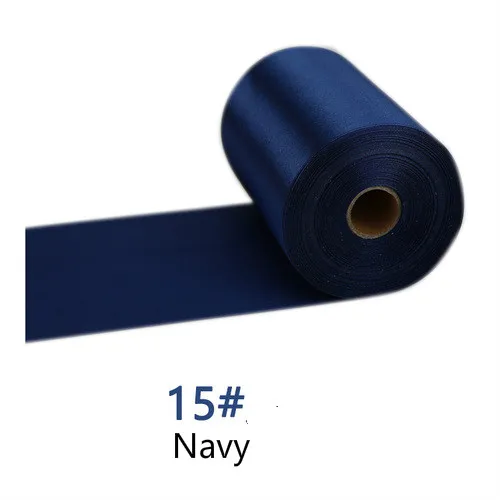 15-Navy 25 метров/рулон 8 см/10 см/15 см в ширину шампанского атласная лента полиэстер лента для свадебного стула/автомобиля/вечерние украшения Ручное шитье DIY - Цвет: 15-Navy