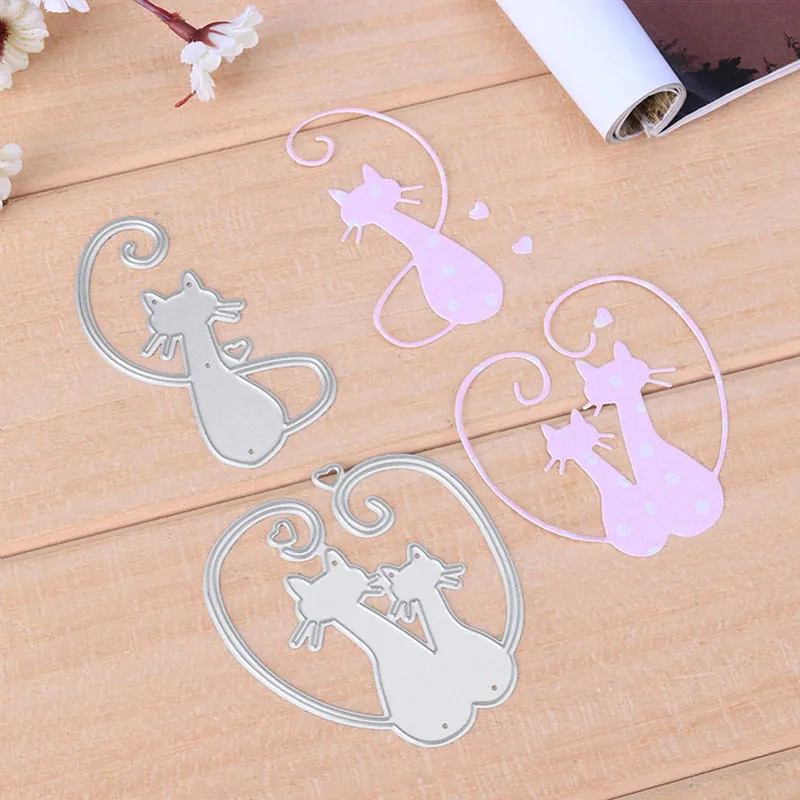 Love Cats трафареты для резки металла DIY бумажные карточки скрапбукинга изготовление