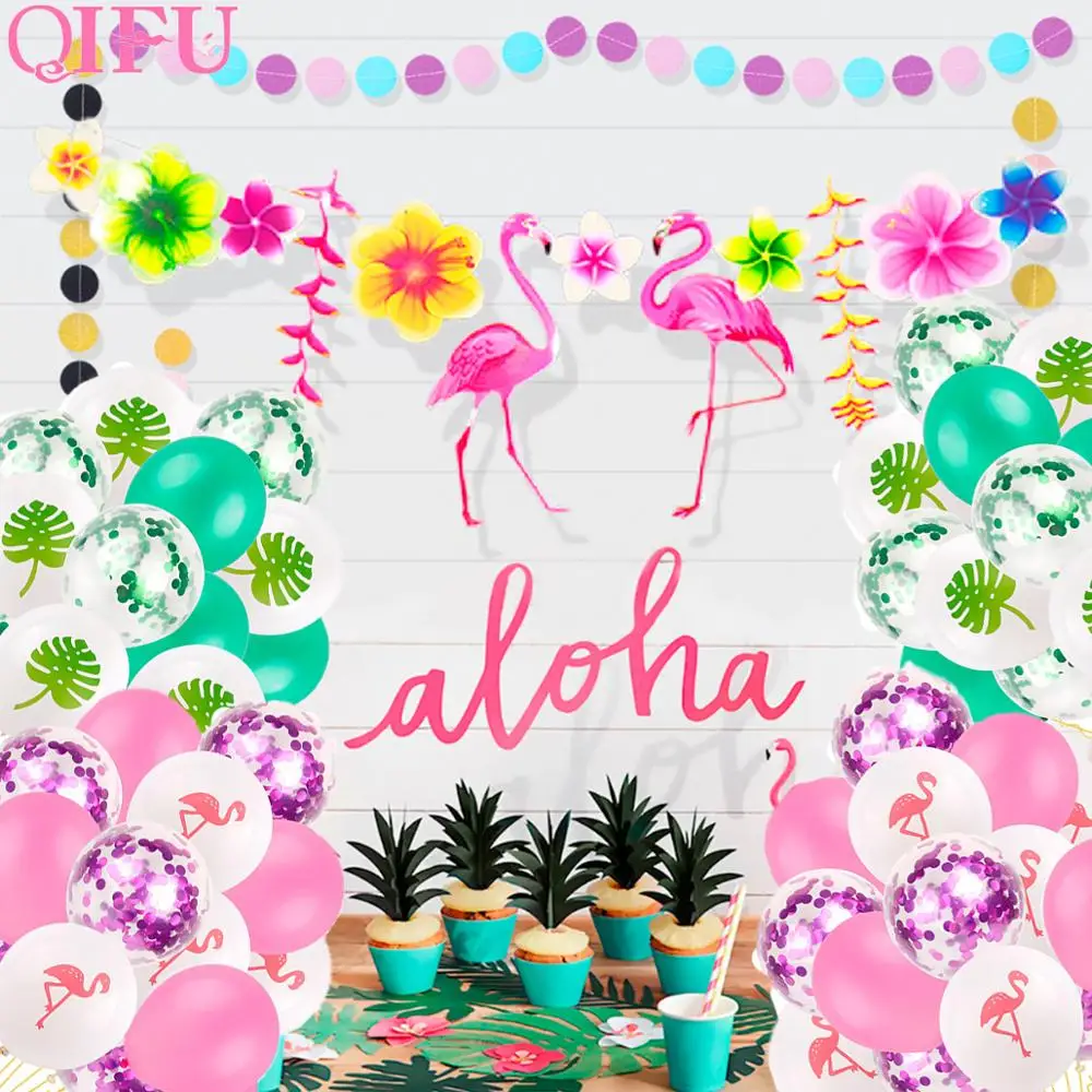 FENGRISE Гавайи участник Luau Розовый фламинго вечерние Декор Бумага Салфетка под тарелку кружку День рождения летняя Гавайская Гавайский вечерние поставки