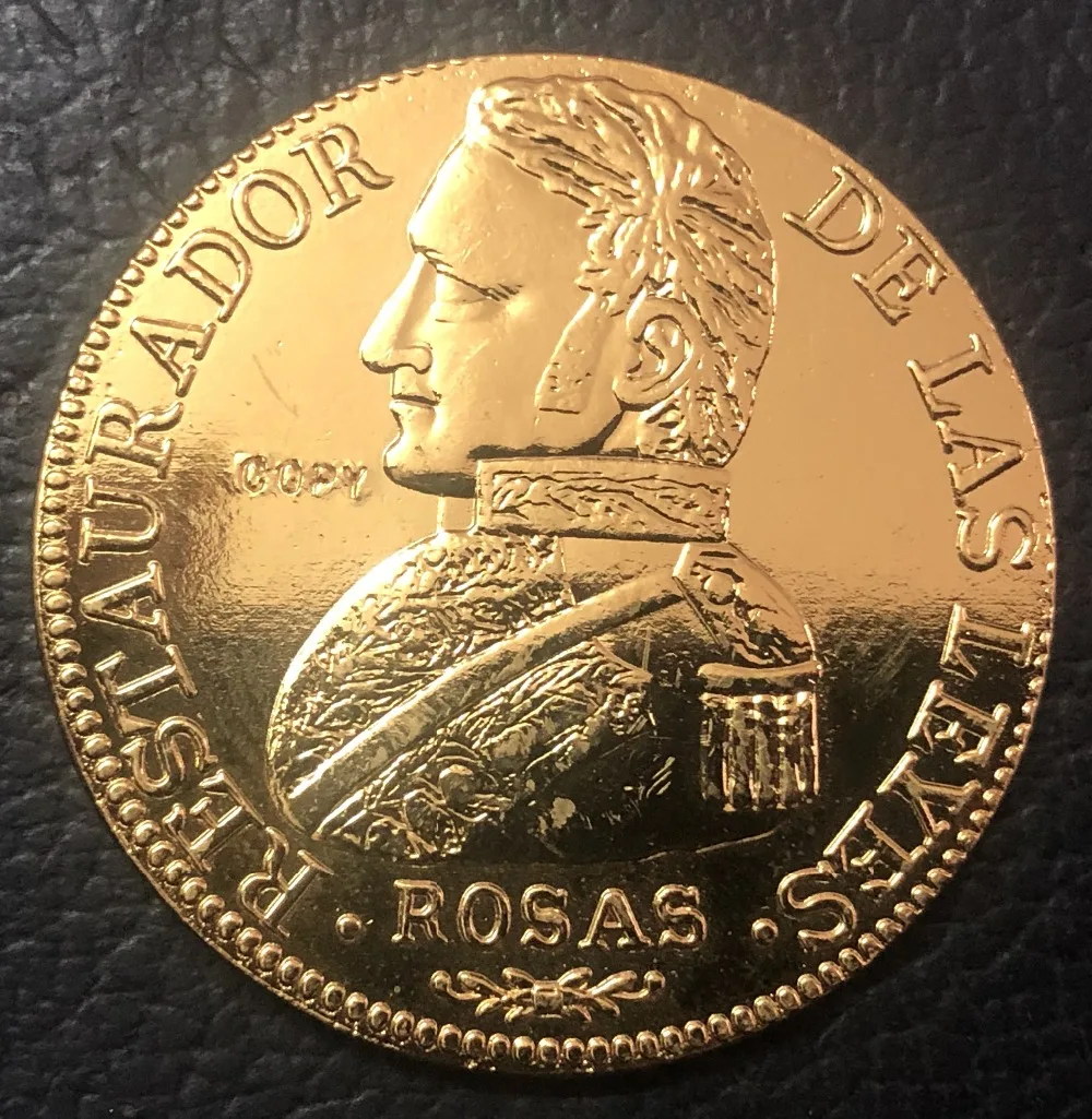 1842 La Rioja 8 Escudos Золотая копия монеты 33 мм|Безвалютные монеты| |