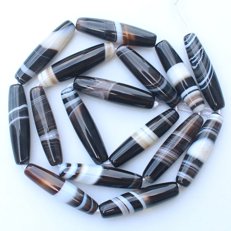 Black stripe ag 6-30mm Oval beads 15inch per strand, For DIY Jewelry Making, pendant,necklace - Цвет: 6x25mm  16pcs