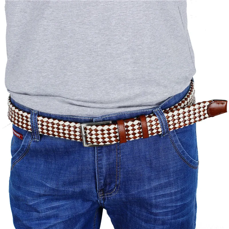 Кожаный Плетеный ремень для мужчин 60% хлопок 40% кожа широкие повседневные ремни 1