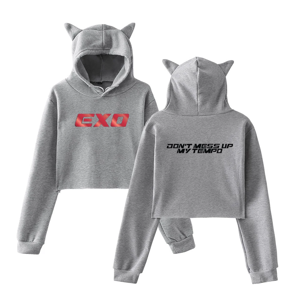 EXO толстовка с кошачьими ушками Kpop Harajuku толстовки женские модные длинным рукавом